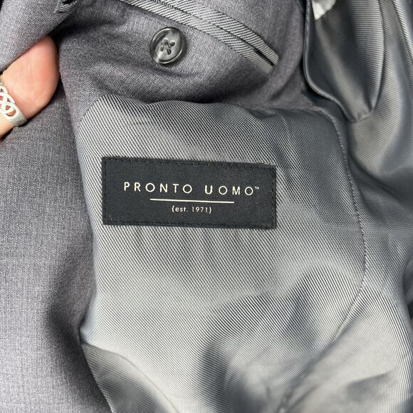 Pronto Uomo Blazer Mens 40 Reg Gray Suit Jacket Sport Coat Two Button - Picture 8 of 10
